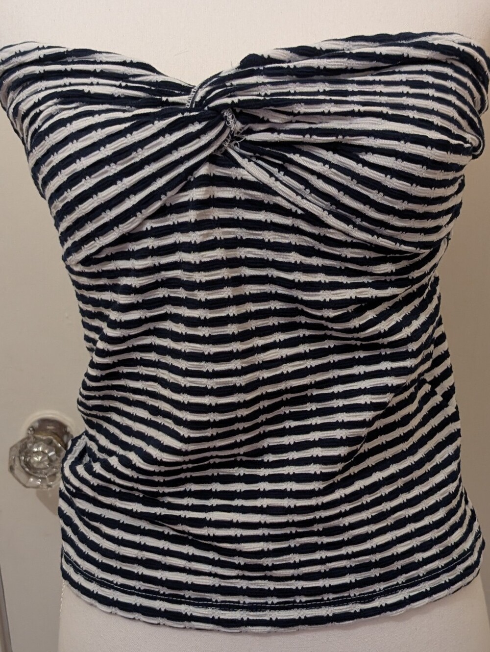 Maeve Navy and White Striped Tube Top Size L